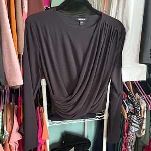 Express Women's Elegant Black Draped Blouse